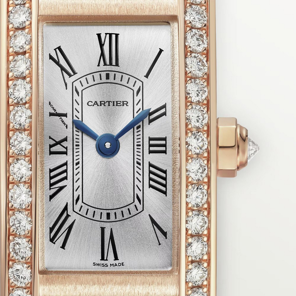 Đồng Hồ Cartier Tank Américaine Mini Watch Nữ Vàng Hồng Xám